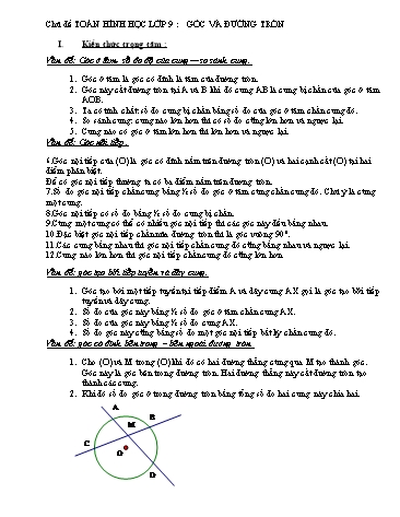 Ôn tập Hình học Lớp 9 - Chủ đề: Góc và đường tròn