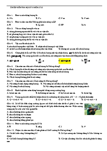 Ôn tập kiểm tra học kỳ II môn Vật lý 10 - Trường THPT Phan Bội Châu