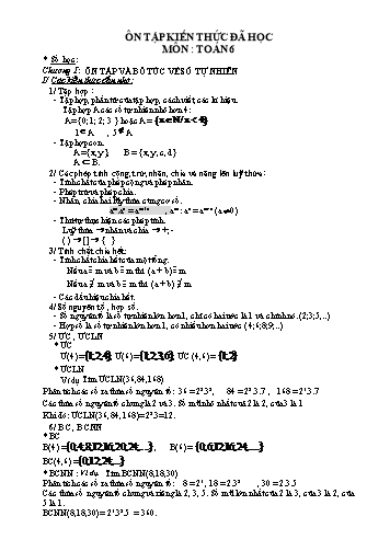 Ôn tập kiến thức đã học môn Toán 6