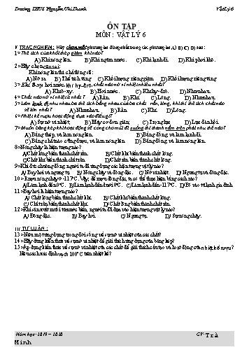 Ôn tập môn Vật lý 6 - Trường THCS Nguyễn Chí Thanh (Có đáp án)