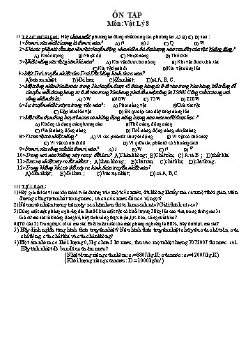 Ôn tập môn Vật lý 8 - Trường THCS Nguyễn Chí Thanh (Có đáp án)