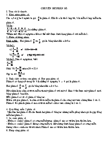 Ôn tập Toán Lớp 6 - Chuyên đề: Phân số