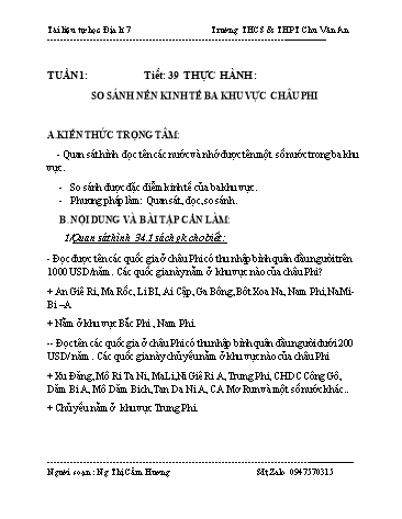 Tài liệu tự học Địa lí 7 - Bài 34 đến bài 42 - Trường THCS & THPT Chu Văn An